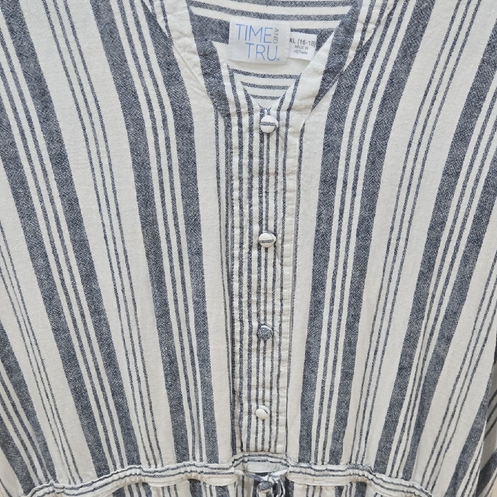 Time and Tru Navy and White Striped Dress - Picture 3 of 4